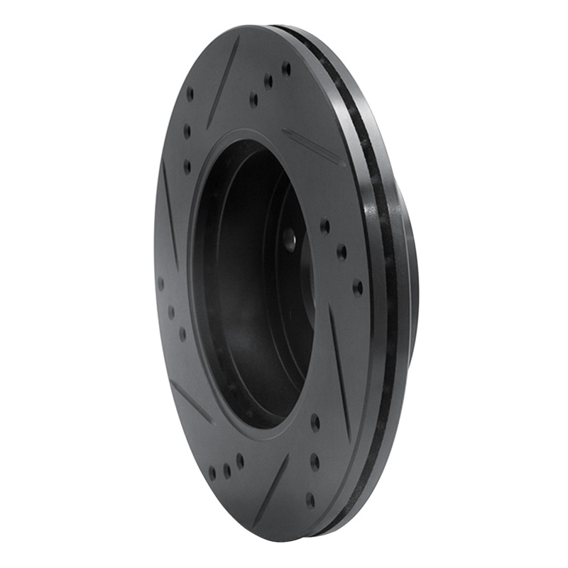 Hyundai Accent Brake Rotor (1) - Front Right - R1 Concepts - Drilled & Slotted - Black - `00-`02